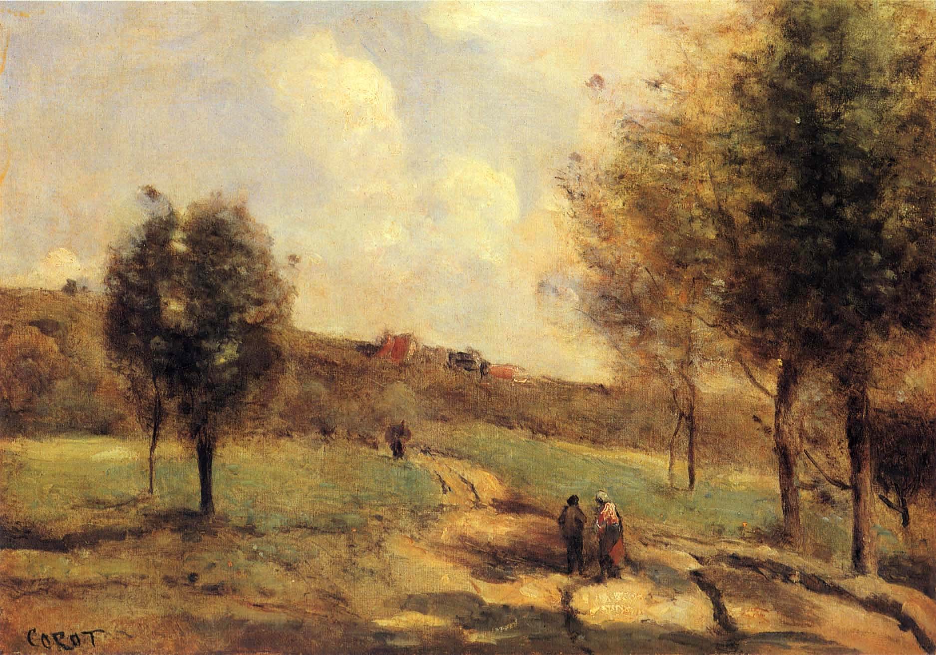 Jean Baptiste Camille Corot,  Coubron - Route Montante , ca.1870  Oil on canvas, 10 x 14 in.
